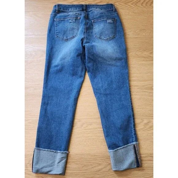 1822 Denim Jeans Womens 6 Taylor Skinny Stretch Cuffed Cropped Hippie Blue 28x24 - Picture 3 of 11